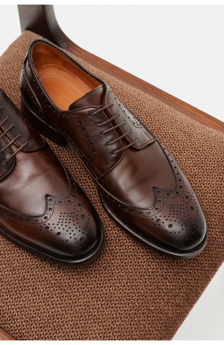 Туфли дерби броги, коричневые